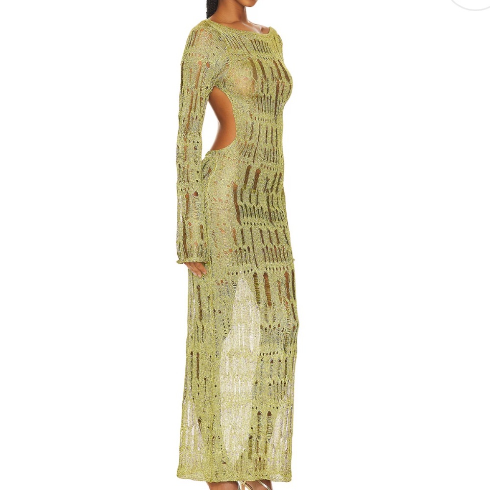 JADED LONDON moss green umbra sequin knit maxi dress